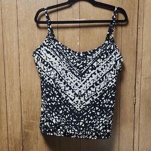 Aqua Green Black and White Swim Top Removable Pads